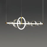 Modern Glass Globe LED Chandelier Gold Ring Pendant Light for Dining Room and Living Space