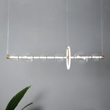 Modern Glass Globe LED Chandelier Gold Ring Pendant Light for Dining Room and Living Space