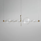 Modern Glass Globe LED Chandelier Gold Ring Pendant Light for Dining Room and Living Space
