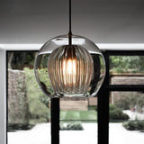 Modern Glass Globe LED Pendant Light Copper Single Head Hanging Lamp for Island Lighting