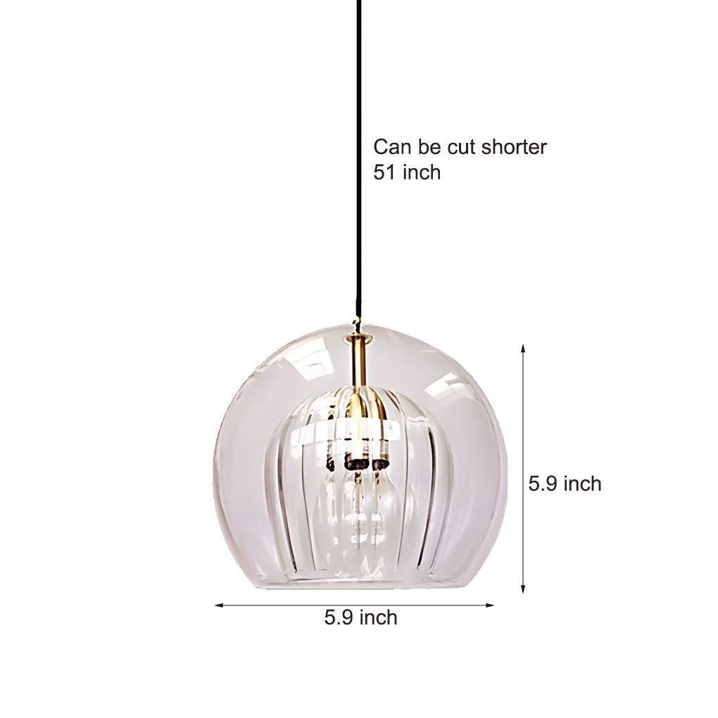 Modern Glass Globe LED Pendant Light Copper Single Head Hanging Lamp for Island Lighting