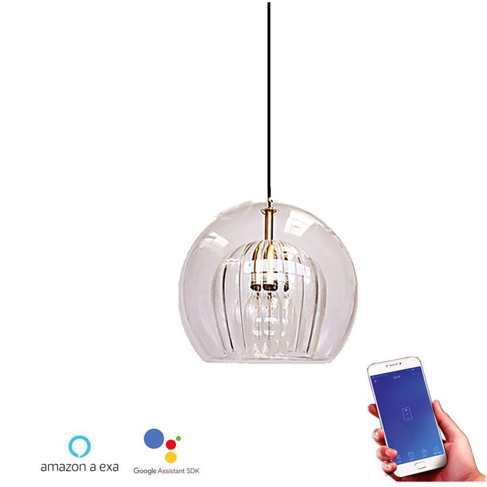 Modern Glass Globe LED Pendant Light Copper Single Head Hanging Lamp for Island Lighting