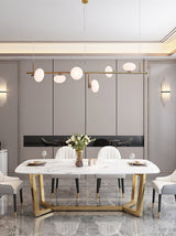 Modern Glass Globe Linear Chandelier Sphere Balance Asymmetrical Gold Pendant Light for Dining Room
