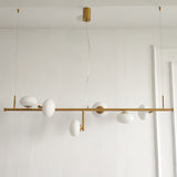 Modern Glass Globe Linear Chandelier Sphere Balance Asymmetrical Gold Pendant Light for Dining Room