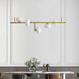 Modern Glass Globe Linear Chandelier Sphere Balance Asymmetrical Gold Pendant Light for Dining Room