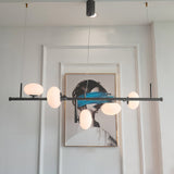 Modern Glass Globe Linear Chandelier Sphere Balance Asymmetrical Gold Pendant Light for Dining Room
