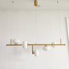 Modern Glass Globe Linear Chandelier Sphere Balance Asymmetrical Gold Pendant Light for Dining Room