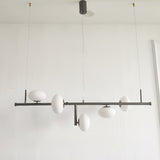 Modern Glass Globe Linear Chandelier Sphere Balance Asymmetrical Gold Pendant Light for Dining Room