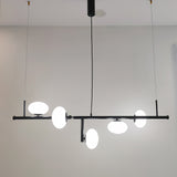 Modern Glass Globe Linear Chandelier Sphere Balance Asymmetrical Gold Pendant Light for Dining Room