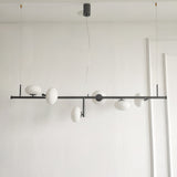 Modern Glass Globe Linear Chandelier Sphere Balance Asymmetrical Gold Pendant Light for Dining Room