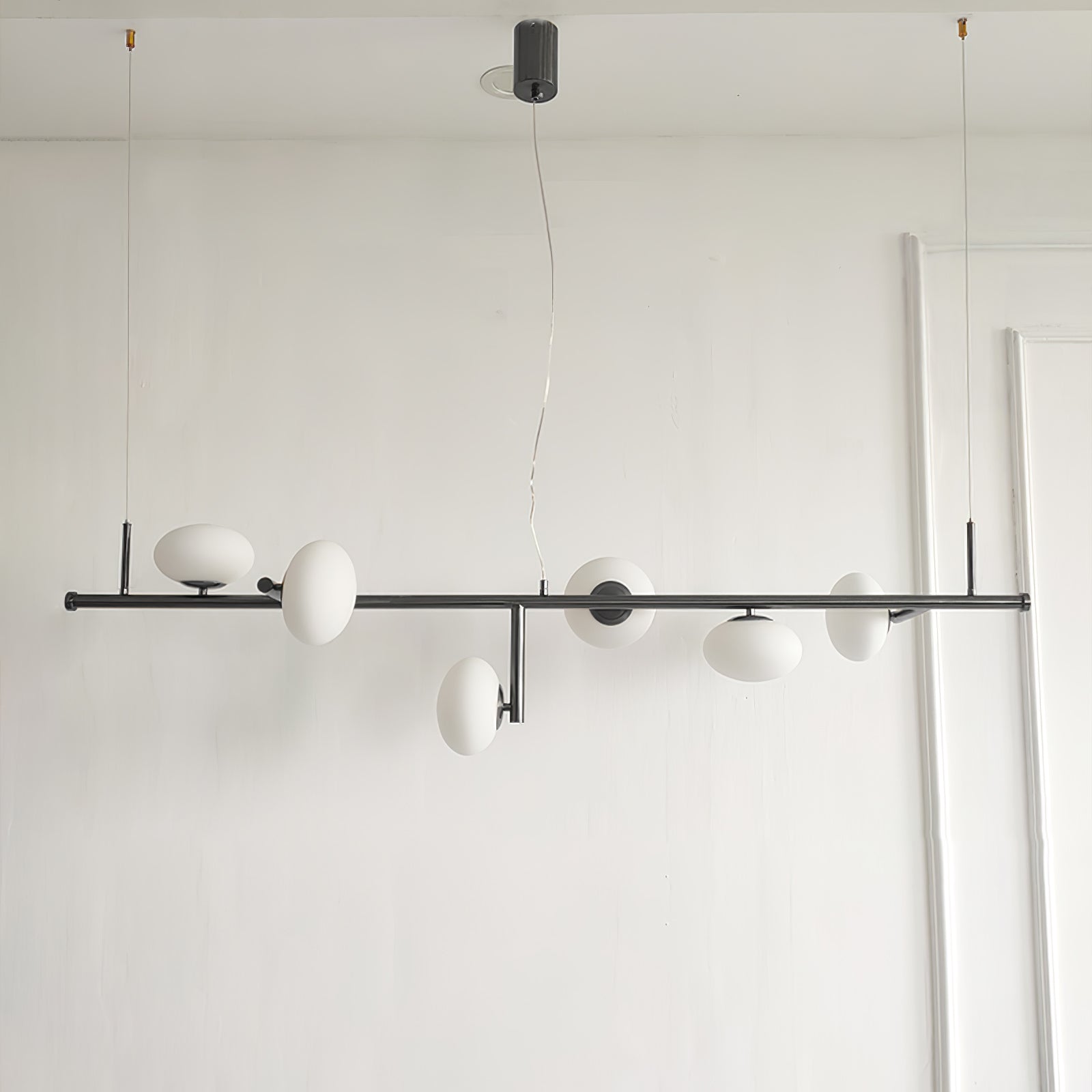 Modern Glass Globe Linear Chandelier Sphere Balance Asymmetrical Gold Pendant Light for Dining Room