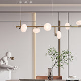 Modern Glass Globe Linear Chandelier Sphere Balance Asymmetrical Gold Pendant Light for Dining Room