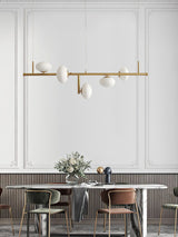 Modern Glass Globe Linear Chandelier Sphere Balance Asymmetrical Gold Pendant Light for Dining Room