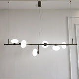Modern Glass Globe Linear Chandelier Sphere Balance Asymmetrical Gold Pendant Light for Dining Room