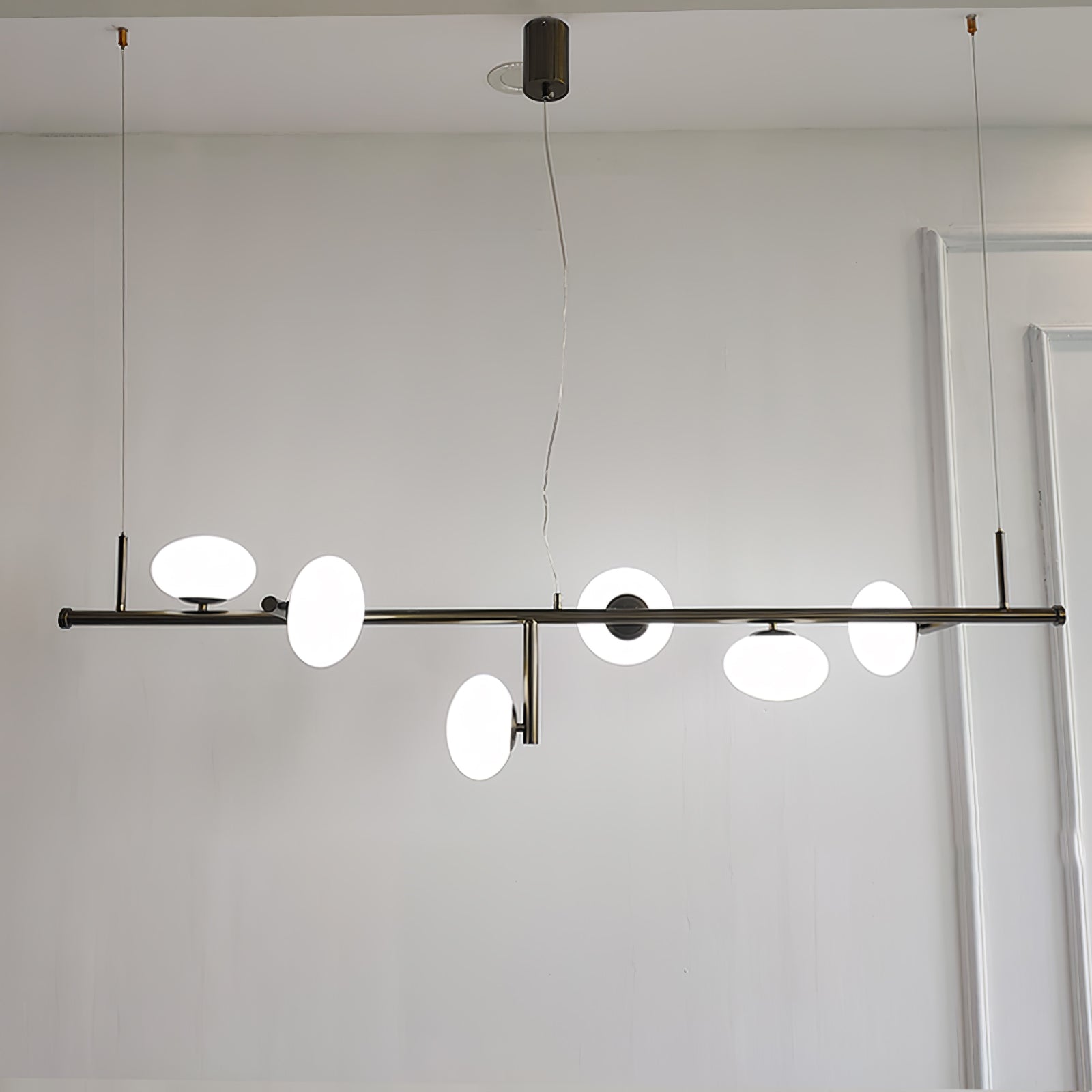 Modern Glass Globe Linear Chandelier Sphere Balance Asymmetrical Gold Pendant Light for Dining Room