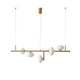 Modern Glass Globe Linear Chandelier Sphere Balance Asymmetrical Gold Pendant Light for Dining Room