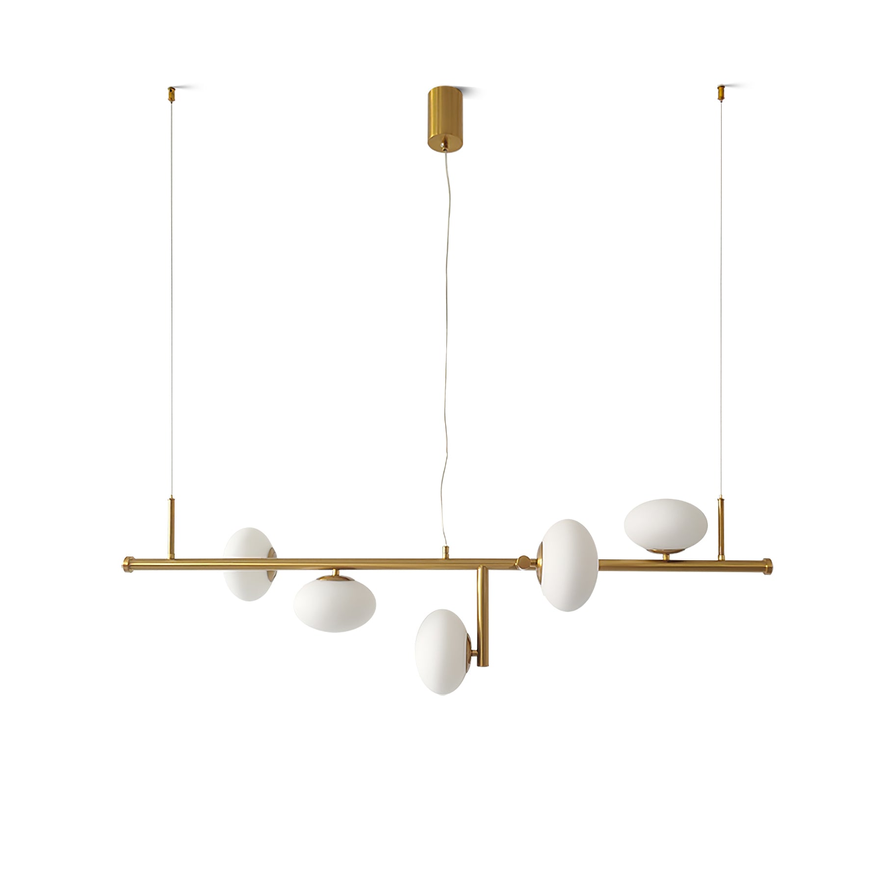 Modern Glass Globe Linear Chandelier Sphere Balance Asymmetrical Gold Pendant Light for Dining Room