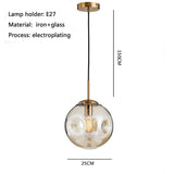 Modern Glass Globe Pendant Light Electroplated LED Hanging Lamp for Kitchen Island