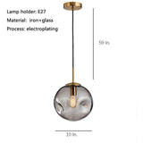 Modern Glass Globe Pendant Light Electroplated LED Hanging Lamp for Kitchen Island