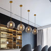 Modern Glass Globe Pendant Light Gold Metal Nordic Hanging Lamp for Kitchen Island and Dining Room
