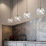 Modern Glass Globe Pendant Light Gold Metal Nordic Hanging Lamp for Kitchen Island and Dining Room