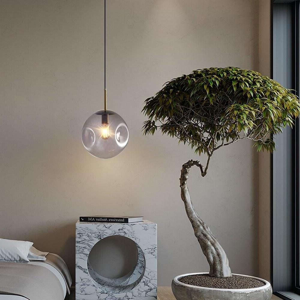 Modern Glass Globe Pendant Light Gold Metal Nordic Hanging Lamp for Kitchen Island and Dining Room