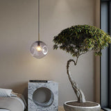 Modern Glass Globe Pendant Light Gold Metal Nordic Hanging Lamp for Kitchen Island and Dining Room
