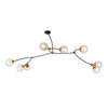 Modern Glass Globe Pendant Light with 8 LEDs and Electroplated Metal Branch Design