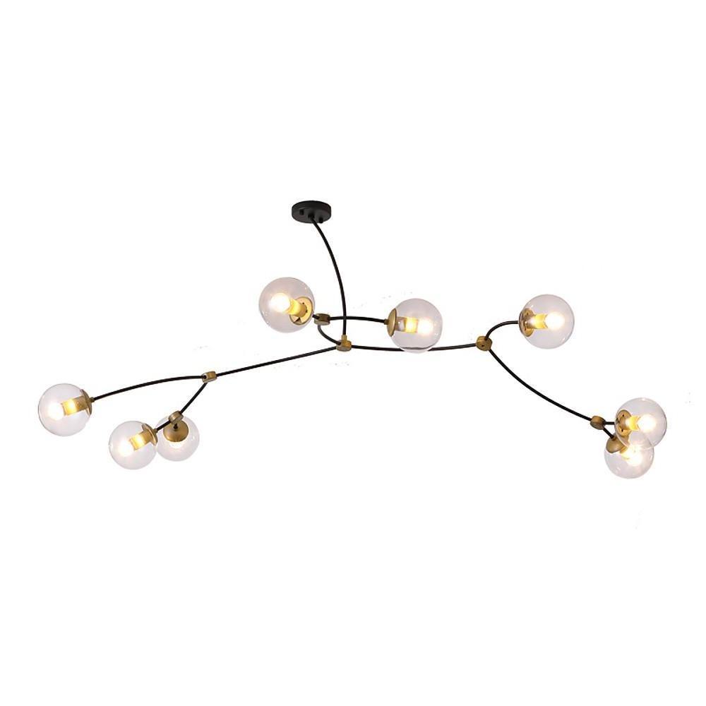 Modern Glass Globe Pendant Light with 8 LEDs and Electroplated Metal Branch Design