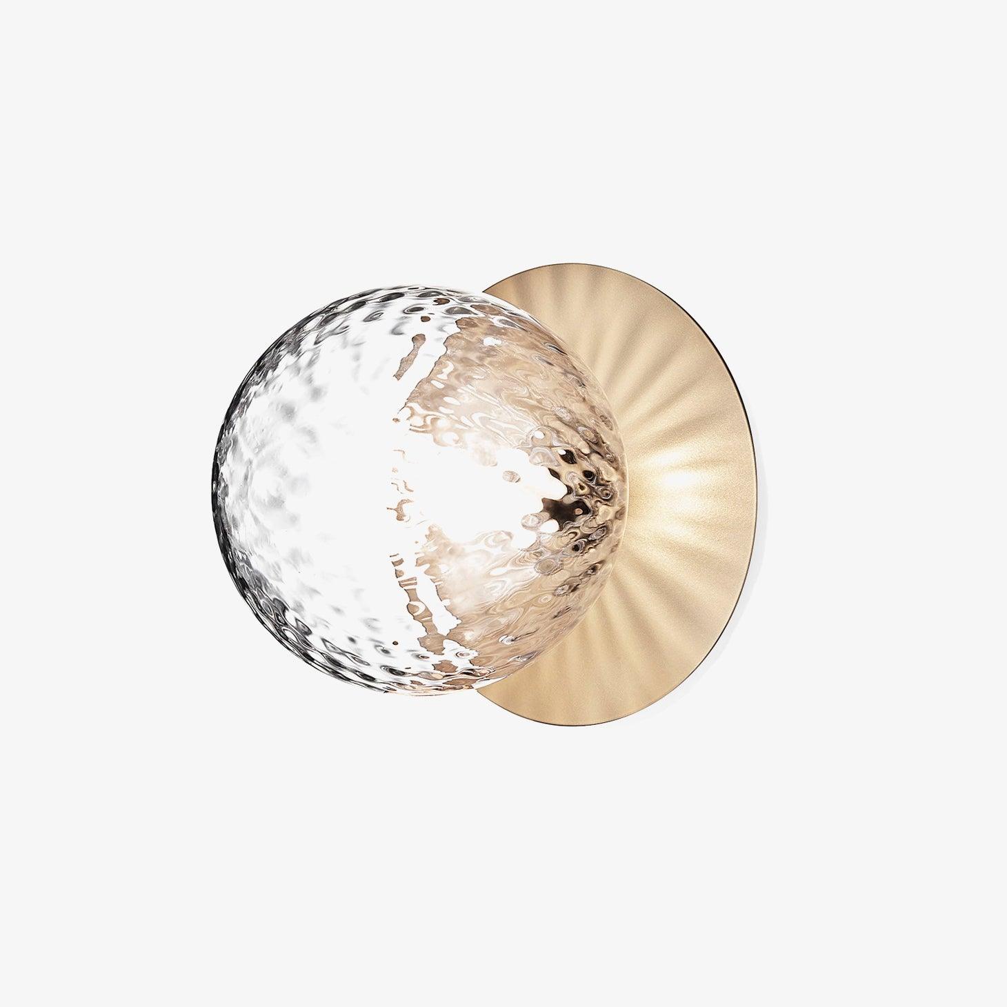 Modern Glass Globe Wall Sconce and Ceiling Lamp with Brass Metal Disc for Elegant Interior Decor