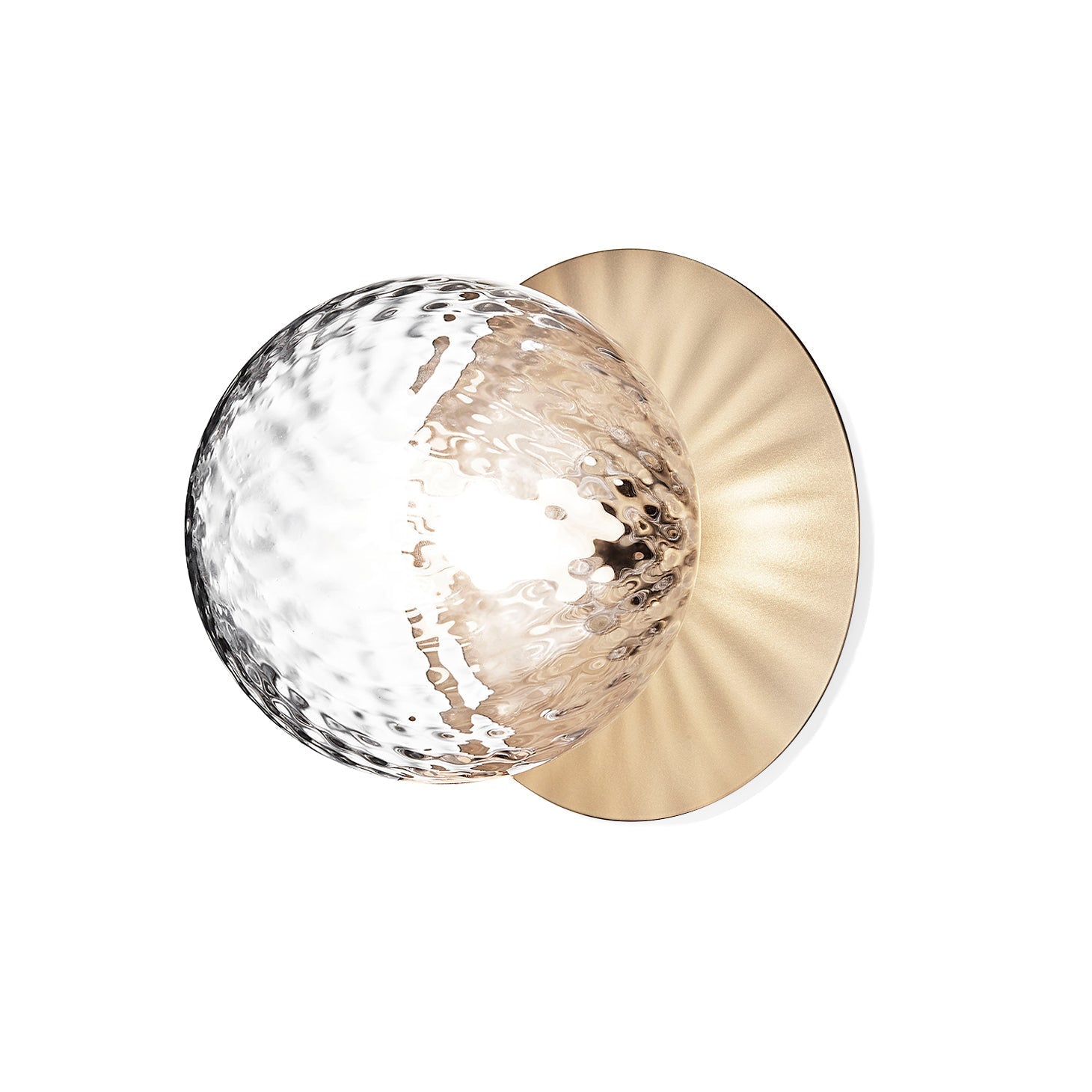 Modern Glass Globe Wall Sconce and Ceiling Lamp with Brass Metal Disc for Elegant Interior Decor