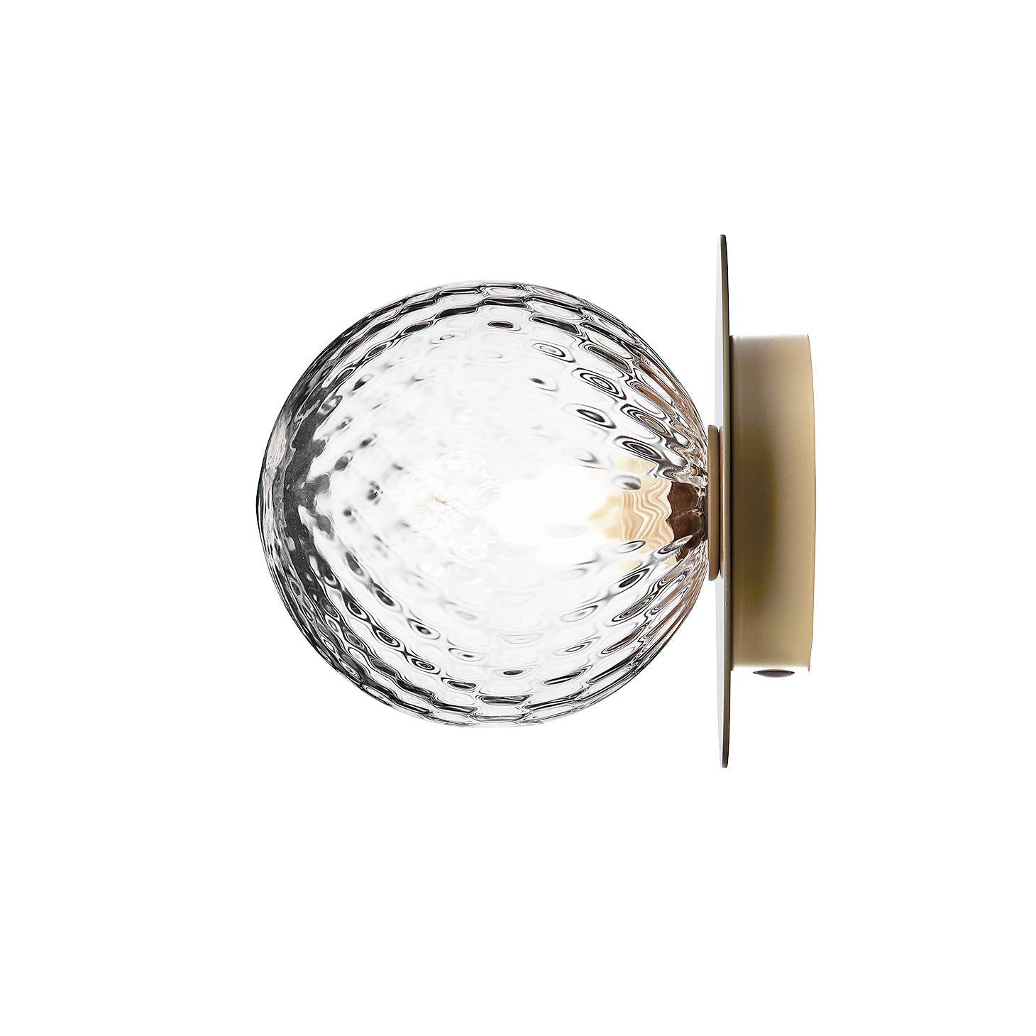 Modern Glass Globe Wall Sconce and Ceiling Lamp with Brass Metal Disc for Elegant Interior Decor