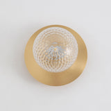 Modern Glass Globe Wall Sconce and Ceiling Lamp with Brass Metal Disc for Elegant Interior Decor