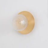 Modern Glass Globe Wall Sconce and Ceiling Lamp with Brass Metal Disc for Elegant Interior Decor