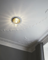Modern Glass Globe Wall Sconce and Ceiling Lamp with Brass Metal Disc for Elegant Interior Decor