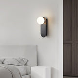 Modern Glass Globe Wall Sconce Set of 2 Minimalist Brass and Black Indoor Vanity Lighting