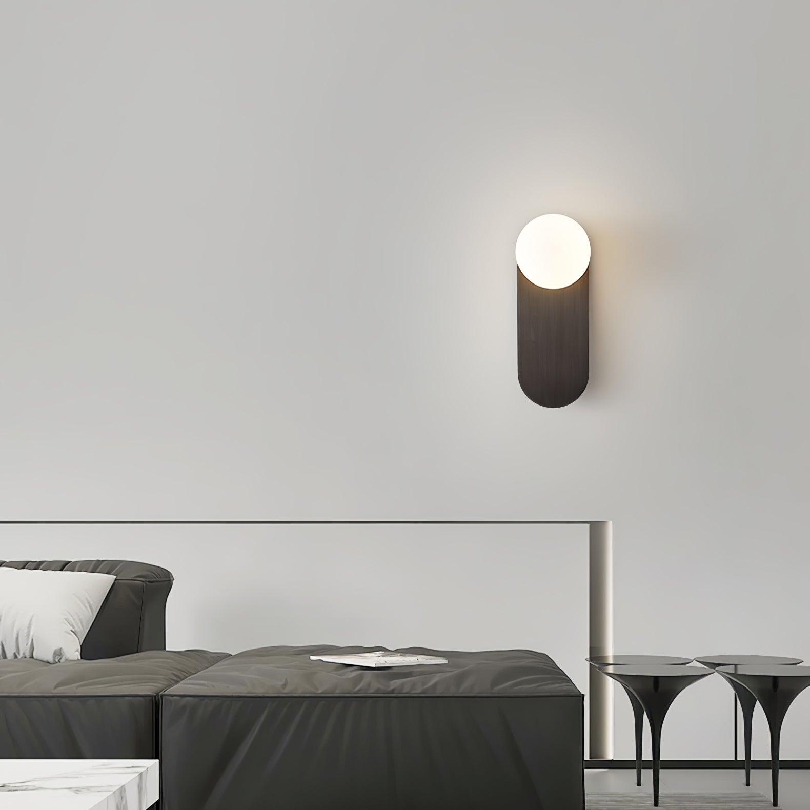 Modern Glass Globe Wall Sconce Set of 2 Minimalist Brass and Black Indoor Vanity Lighting