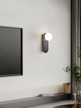 Modern Glass Globe Wall Sconce Set of 2 Minimalist Brass and Black Indoor Vanity Lighting