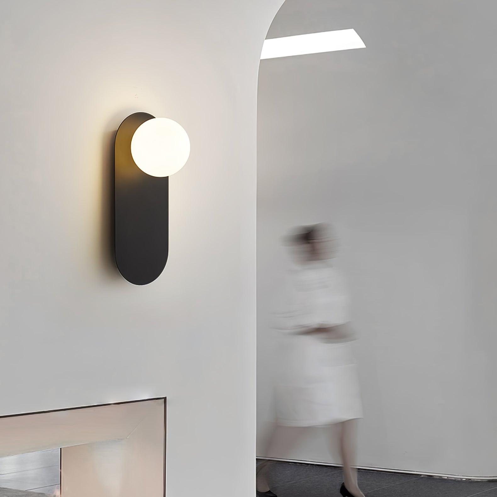 Modern Glass Globe Wall Sconce Set of 2 Minimalist Brass and Black Indoor Vanity Lighting