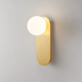 Modern Glass Globe Wall Sconce Set of 2 Minimalist Brass and Black Indoor Vanity Lighting