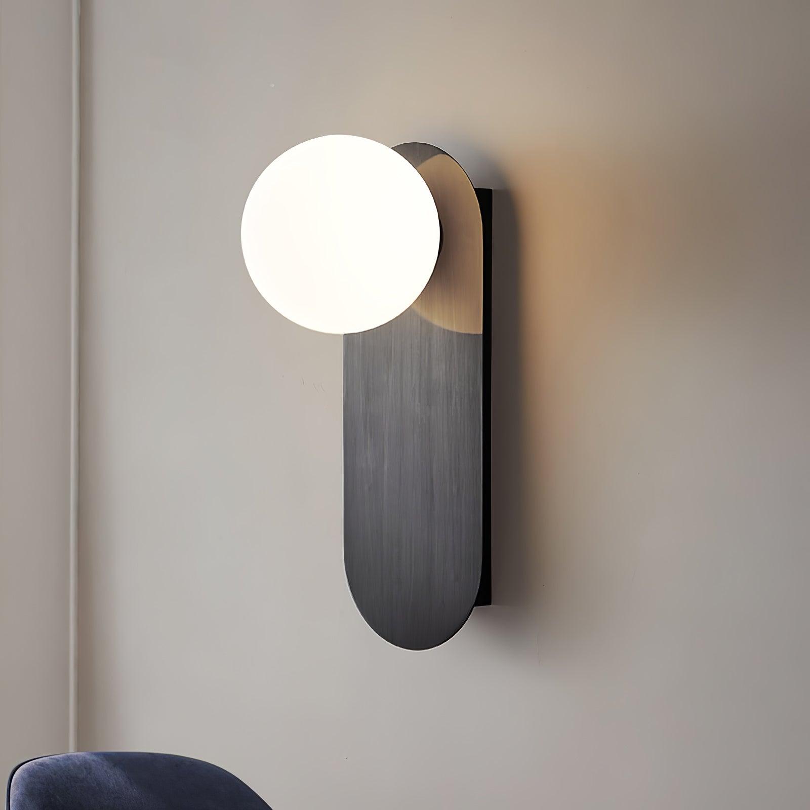 Modern Glass Globe Wall Sconce Set of 2 Minimalist Brass and Black Indoor Vanity Lighting