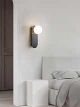 Modern Glass Globe Wall Sconce Set of 2 Minimalist Brass and Black Indoor Vanity Lighting