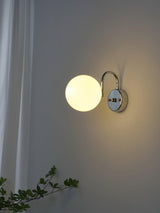 Modern Glass Globe Wall Sconce Set of 2 Minimalist Indoor Chrome Light Fixture