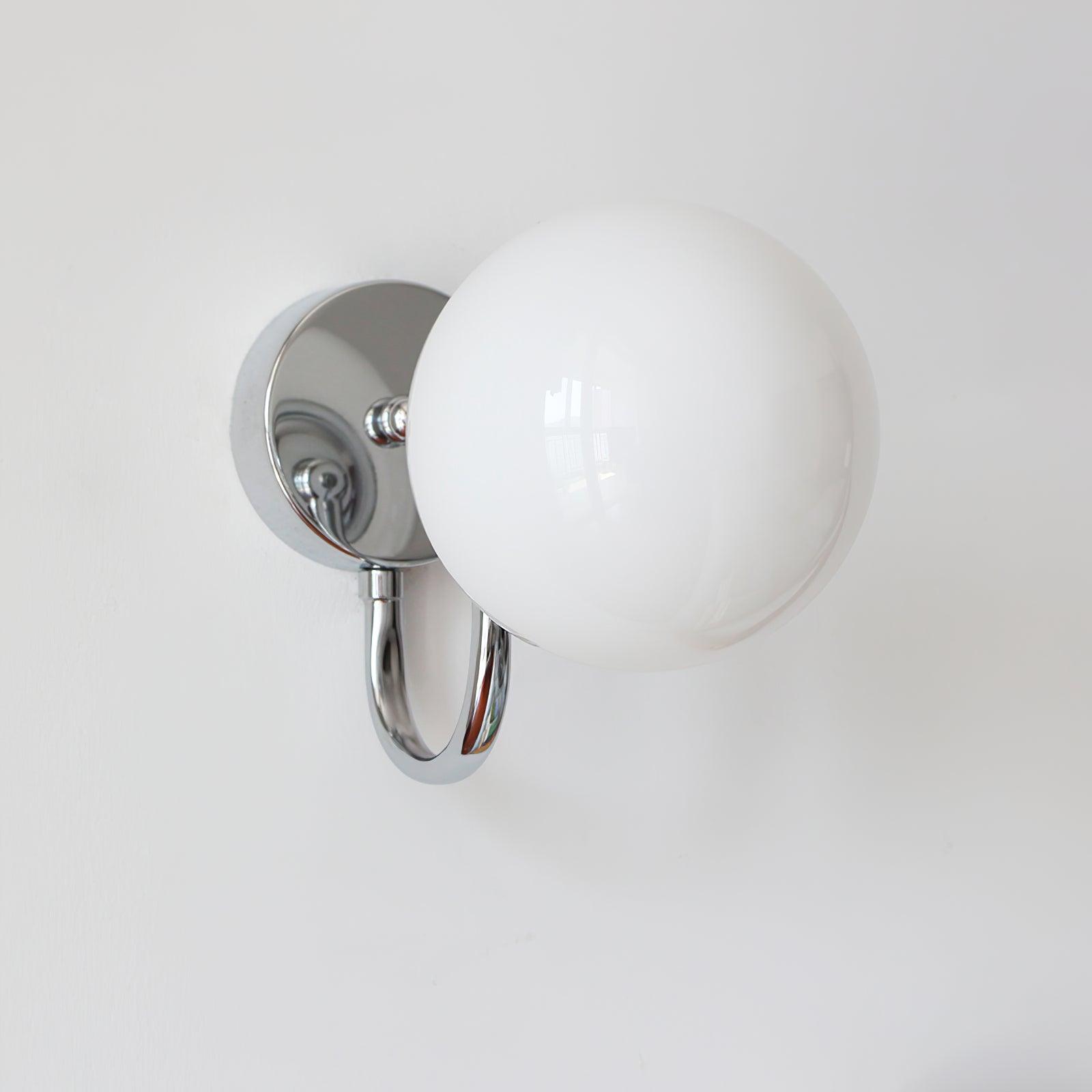 Modern Glass Globe Wall Sconce Set of 2 Minimalist Indoor Chrome Light Fixture