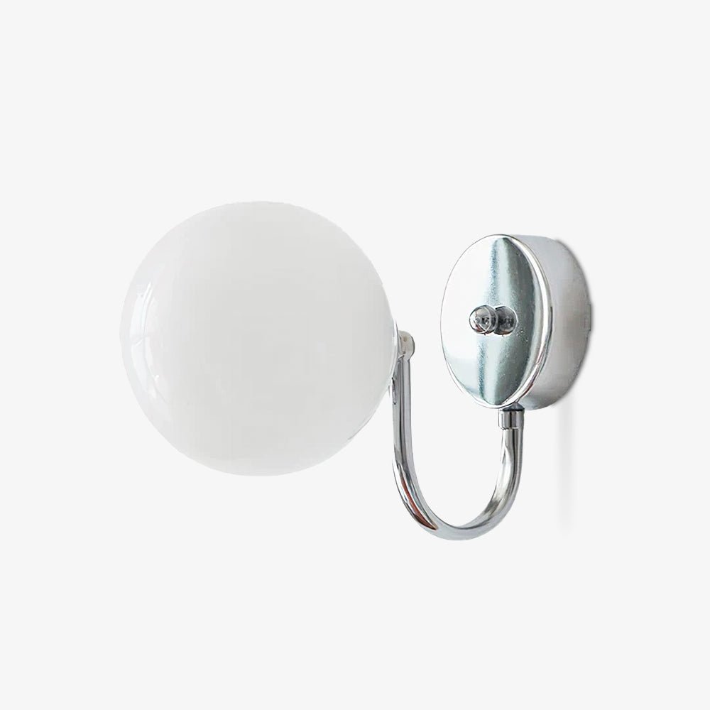 Modern Glass Globe Wall Sconce Set of 2 Minimalist Indoor Chrome Light Fixture