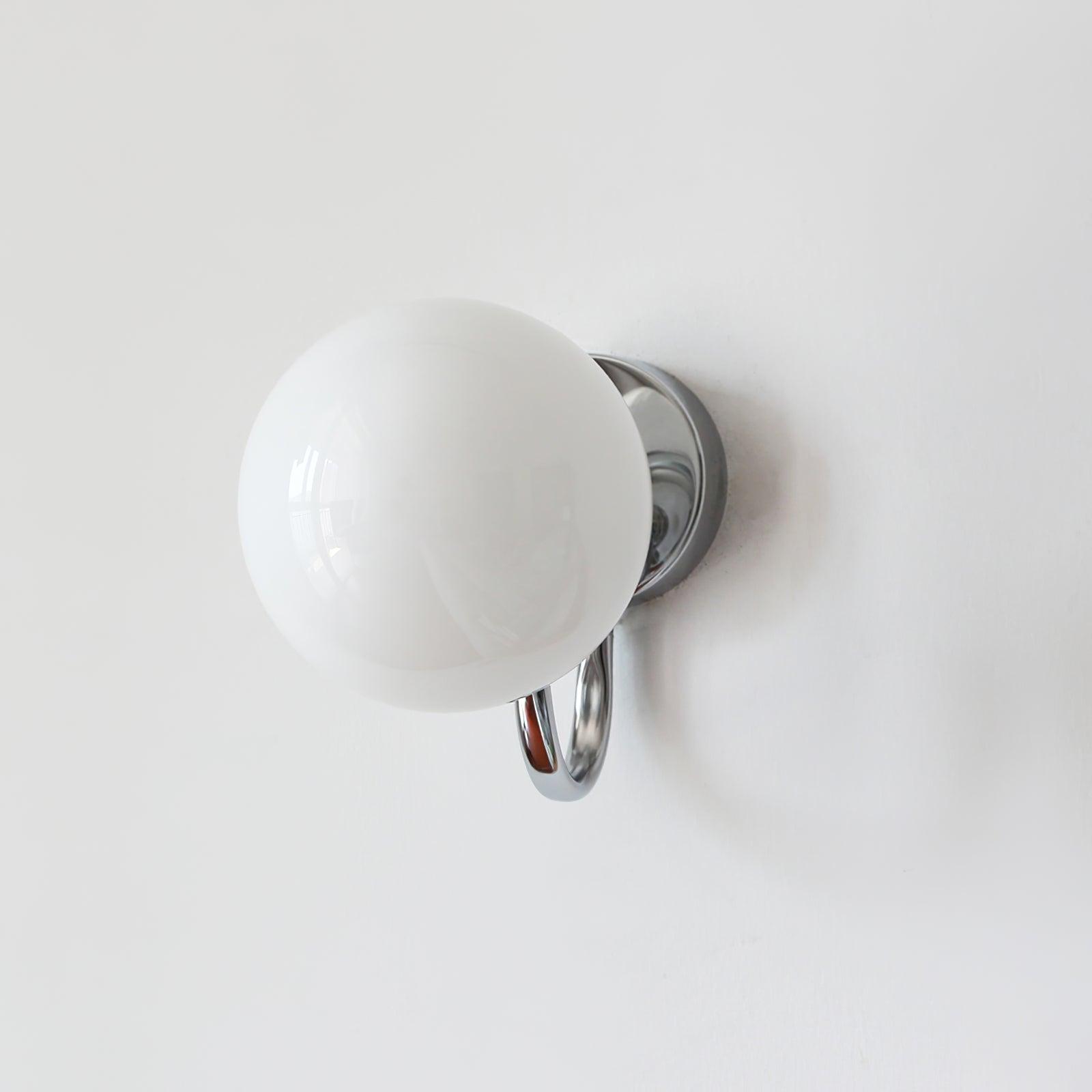 Modern Glass Globe Wall Sconce Set of 2 Minimalist Indoor Chrome Light Fixture