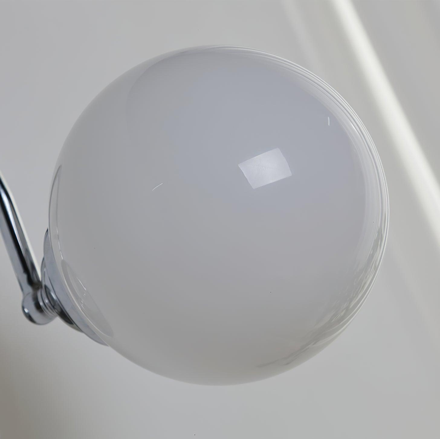 Modern Glass Globe Wall Sconce Set of 2 Minimalist Indoor Chrome Light Fixture
