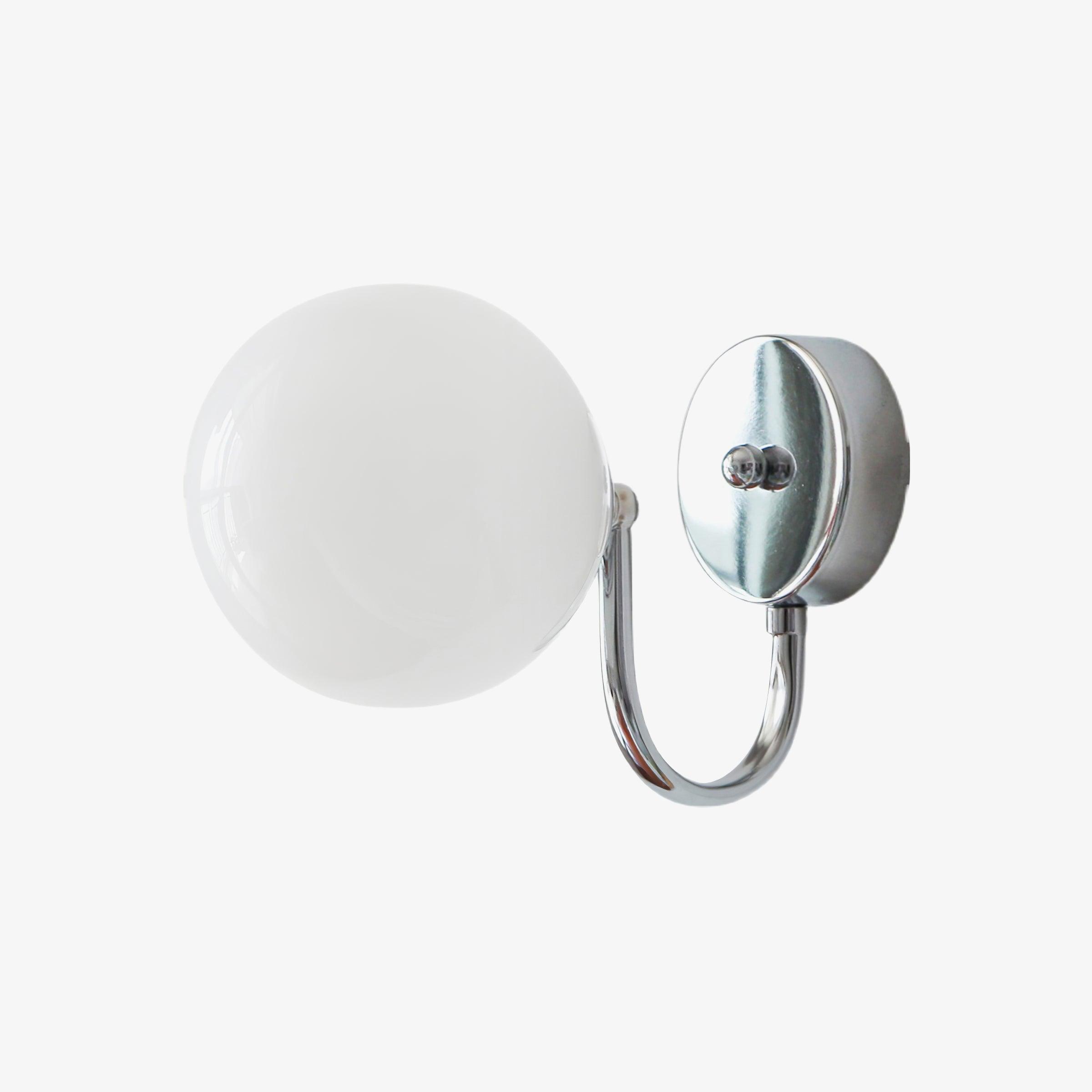 Modern Glass Globe Wall Sconce Set of 2 Minimalist Indoor Chrome Light Fixture