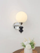 Modern Glass Globe Wall Sconce with Blue and Chrome Metal Frame Set of 2