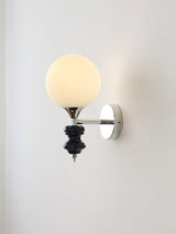 Modern Glass Globe Wall Sconce with Blue and Chrome Metal Frame Set of 2